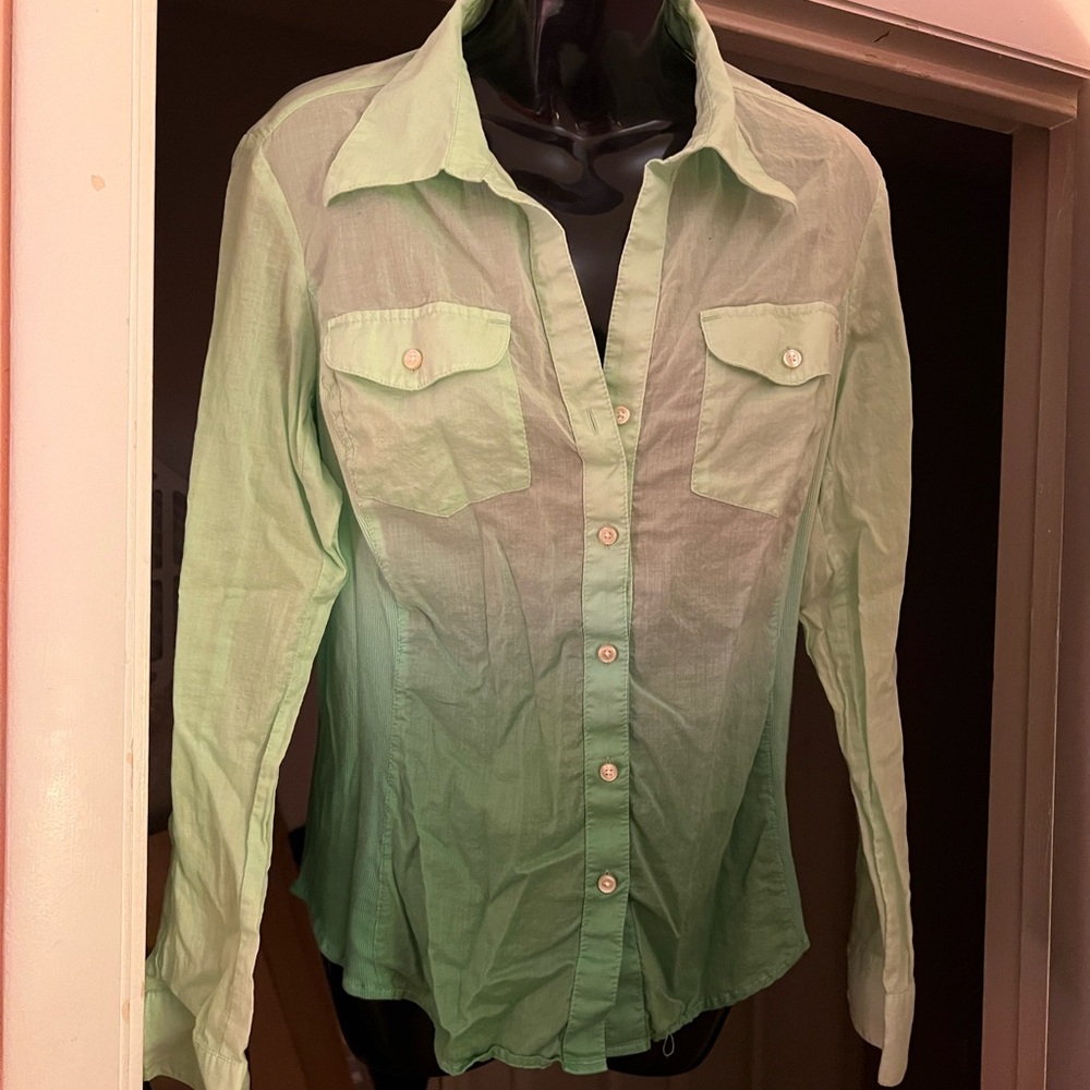 Express Size Large Green Ombre Button Down L/S